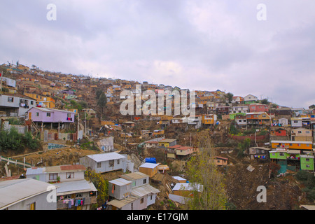 Valparaiso, after the big fire, rebuilding people`s houses  Chile 2014 Stock Photo